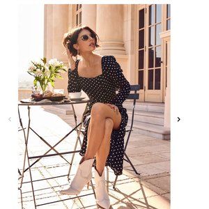 Lulus Classic Polka Dot Long Sleeve Midi Dress S